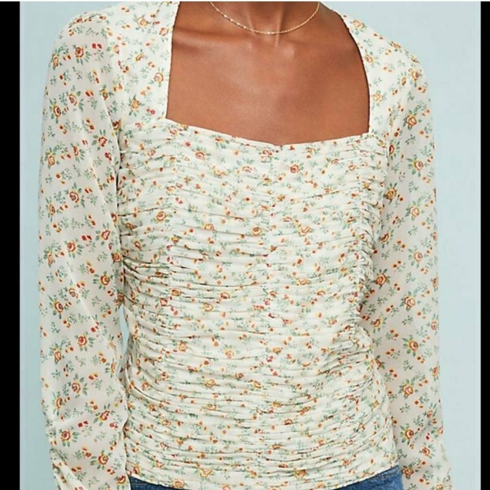 Anthropologie Ranna Gill Mylene Blouse Size XL‎ Pink Rose Feminine Cottagecore